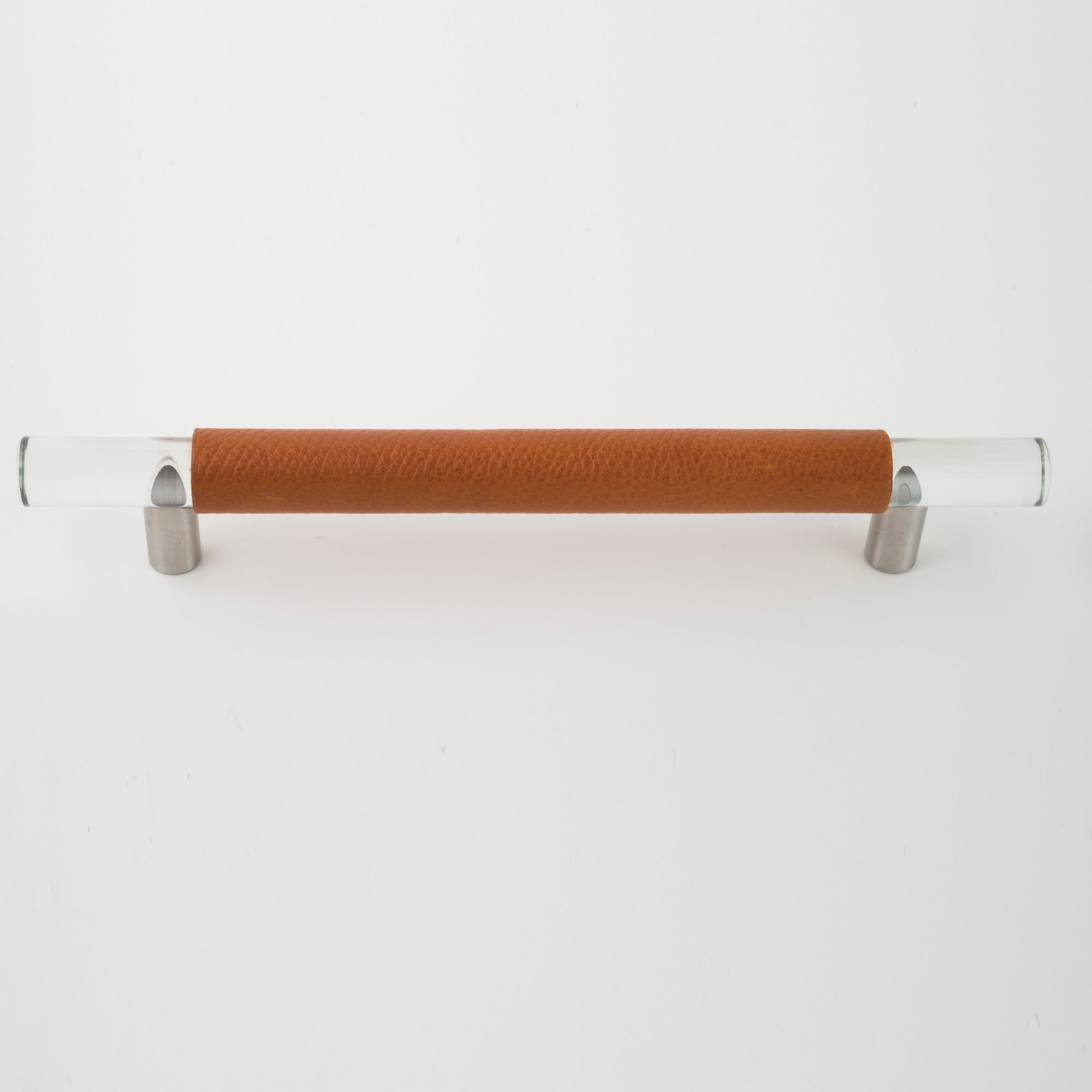 Leather and Clear Glass Bar Handle