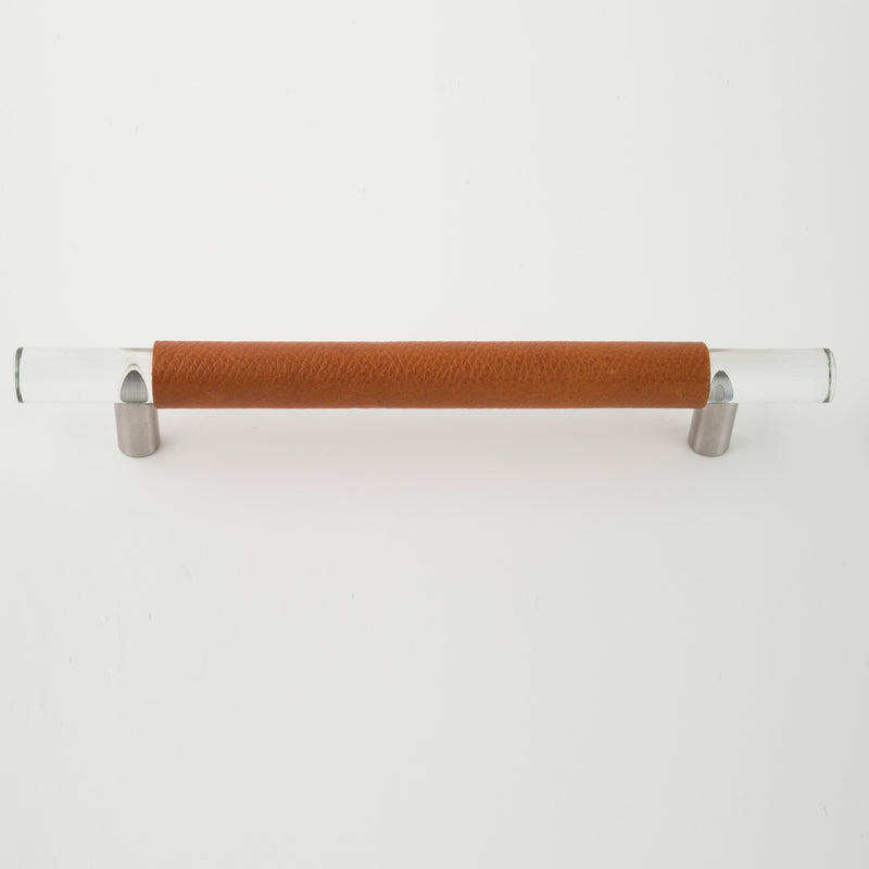 Leather and Clear Glass Bar Handle