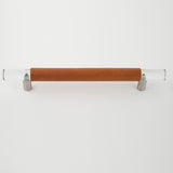 Leather and Clear Glass Bar Handle
