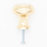 Decorative Button Cabinet Knob Polished Brass
