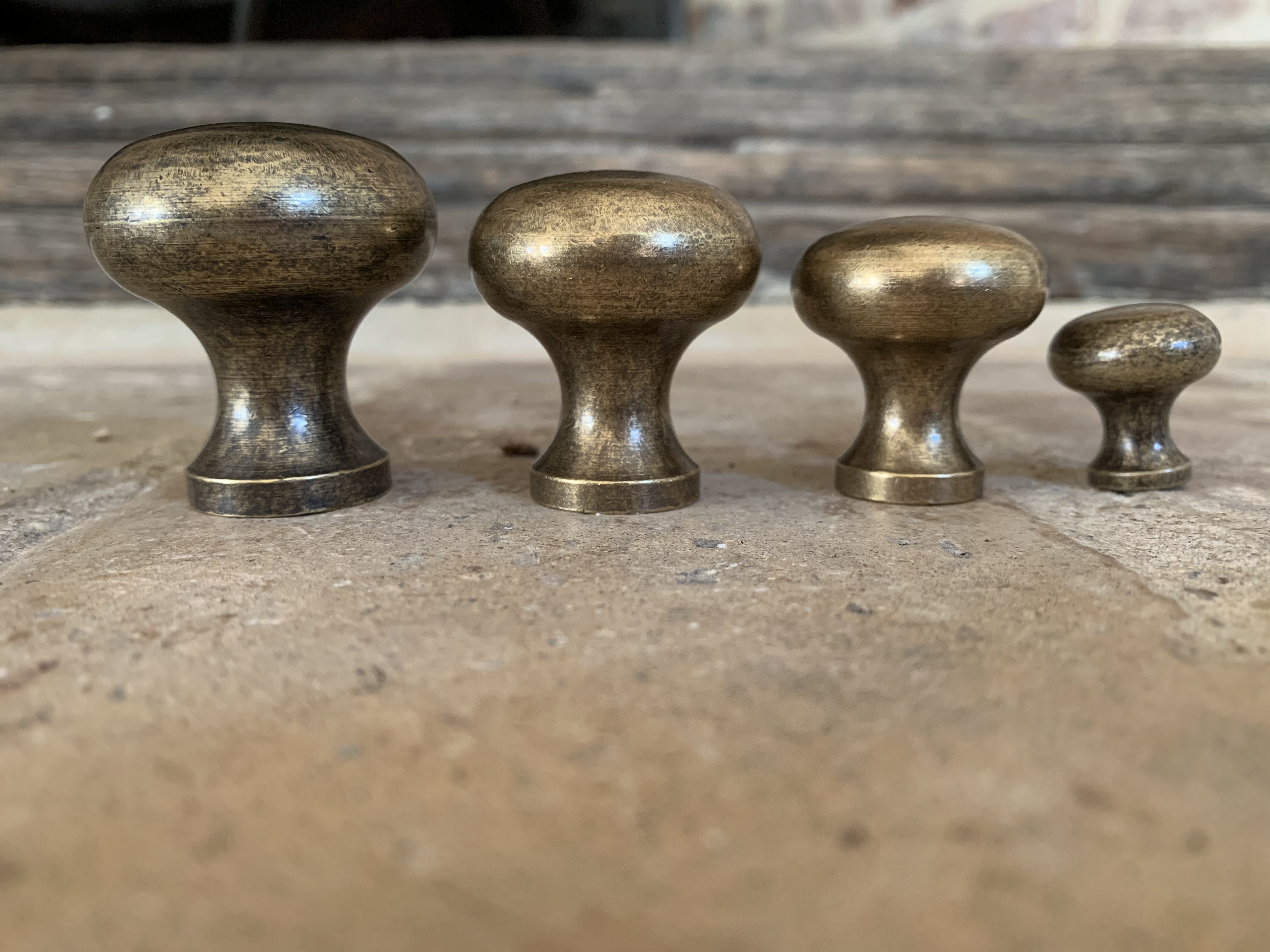 Plain Button Cabinet Knob Antique Brass