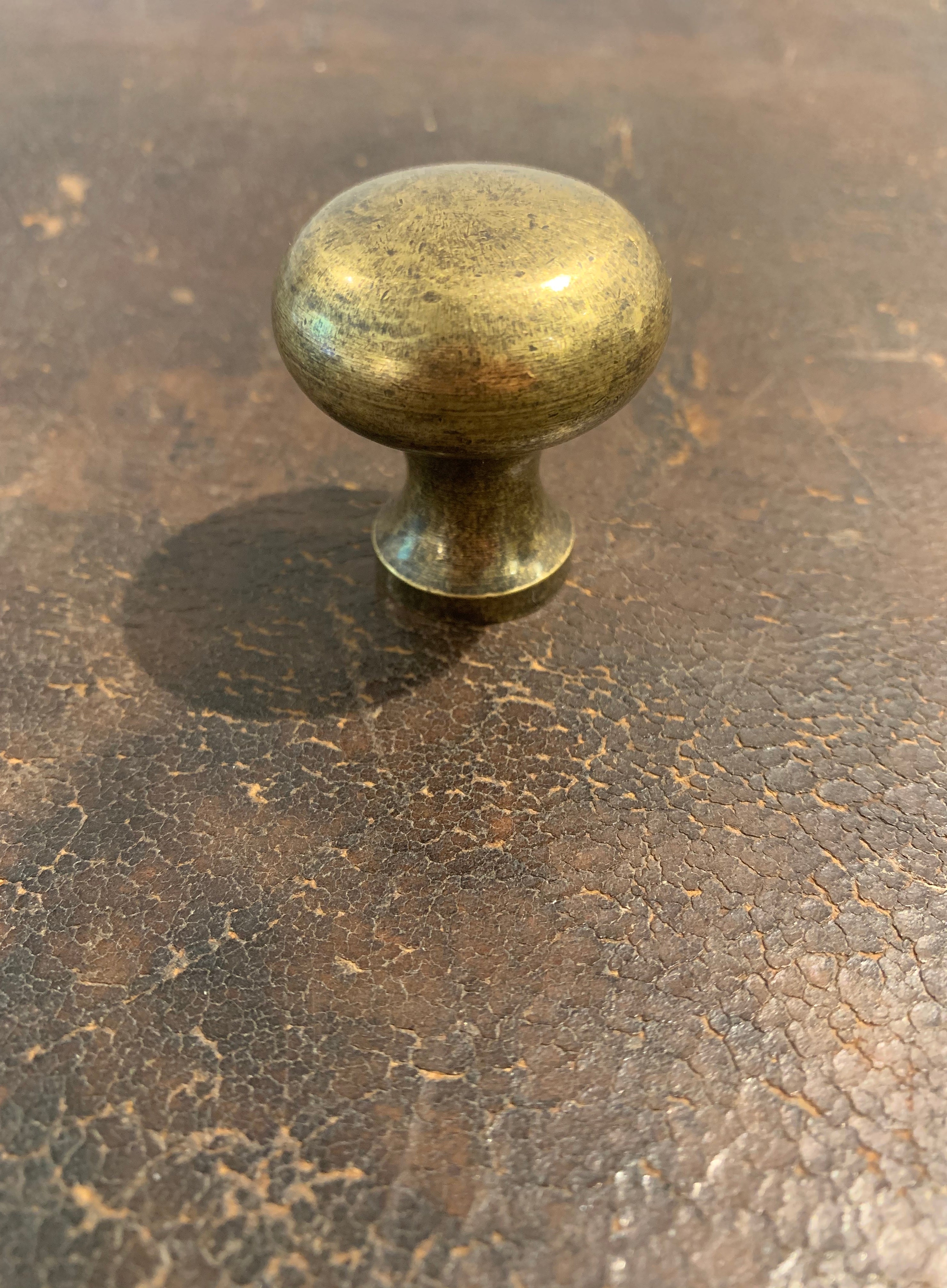 Plain Button Cabinet Knob Antique Brass