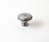 Handbeaten Cupboard Knob. 40mm. Weyland Pewter. Supplied with fixing