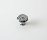 Handbeaten Cupboard Knob. 30mm. Weyland Pewter. Supplied with fixing