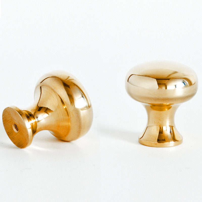 Plain Button Cabinet Knob Polished Brass