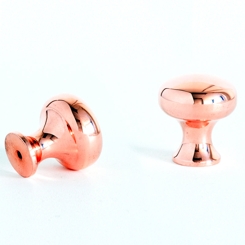 Plain Button Cabinet Knob Polished Copper