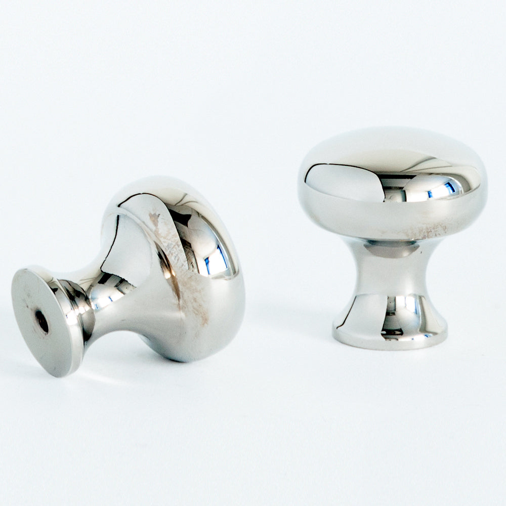 Plain Button Cabinet Knob Polished Nickel