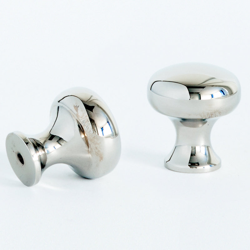 Plain Button Cabinet Knob Polished Nickel