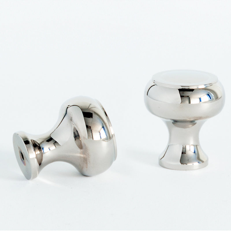 Decorative Button Cabinet Knob Polished Nickel