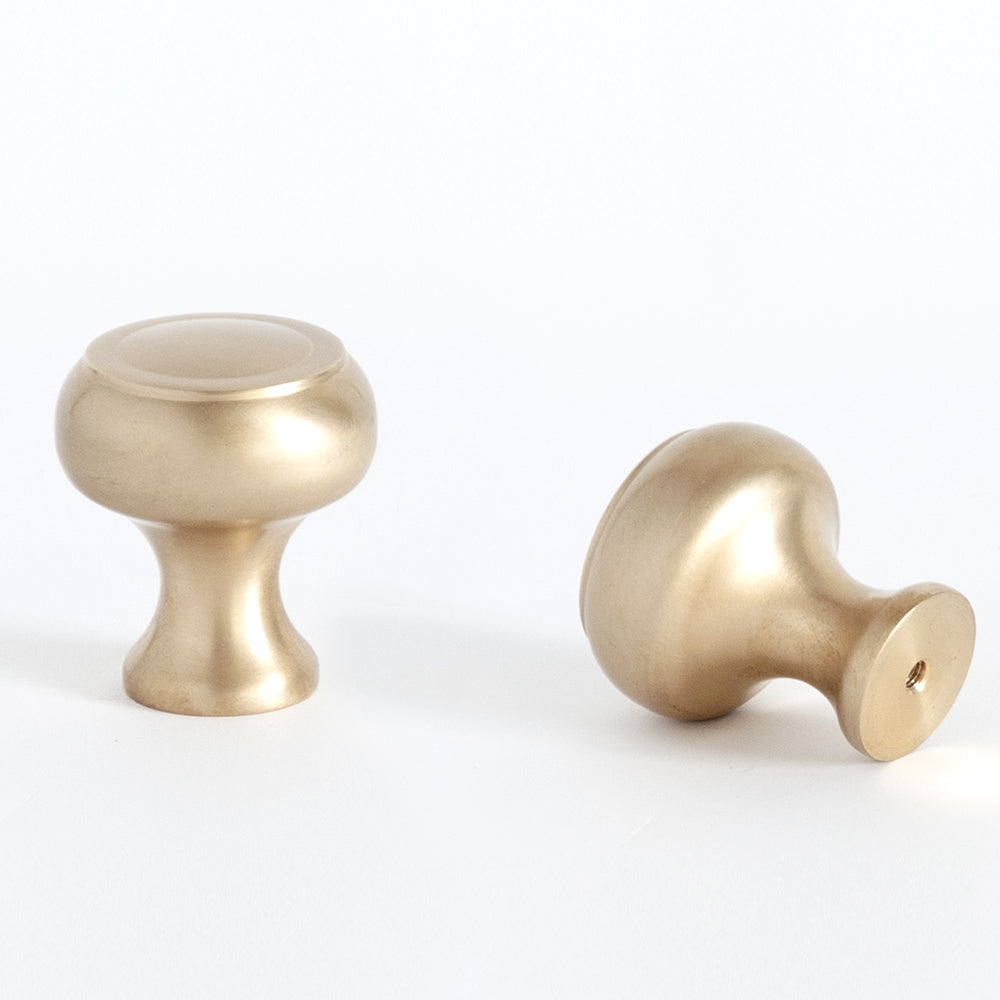 Decorative Button Cabinet Knob Satin Brass