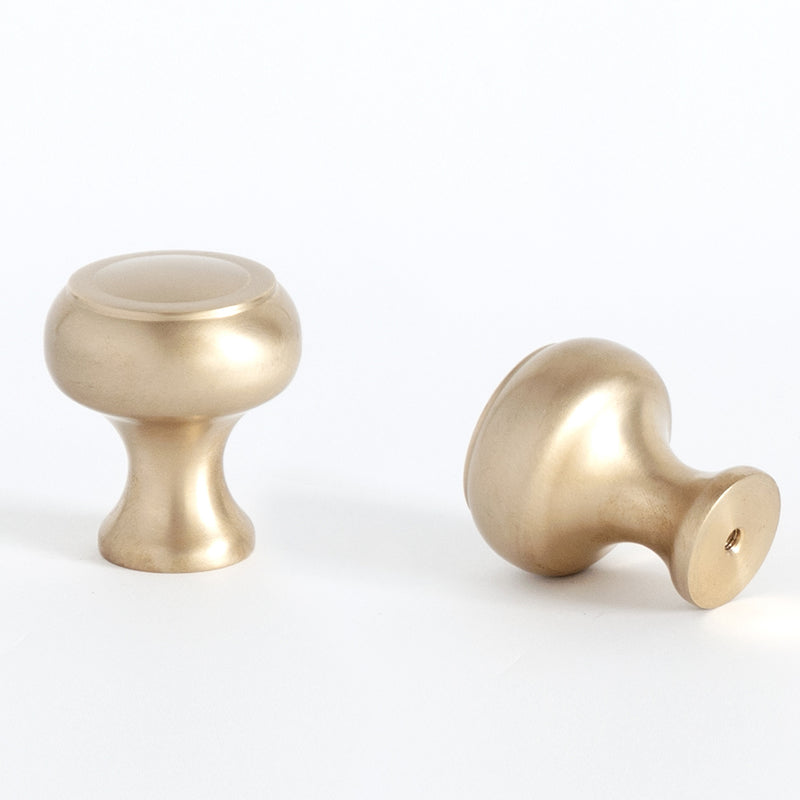 Decorative Button Cabinet Knob Satin Brass