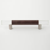 Leather and Clear Glass Bar Handle