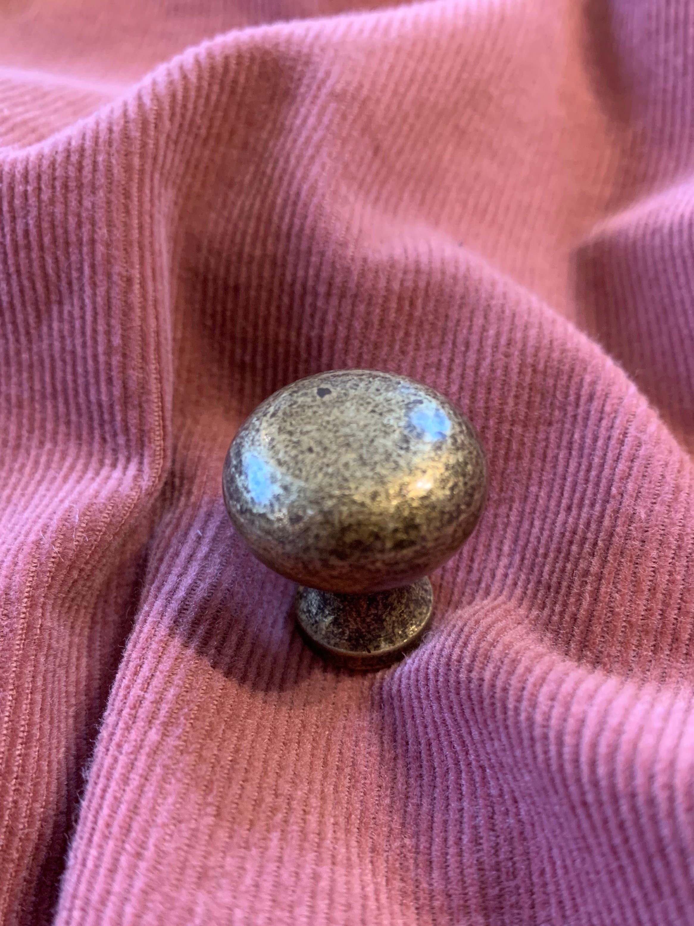 Plain Button Cabinet Knob Antique Brass