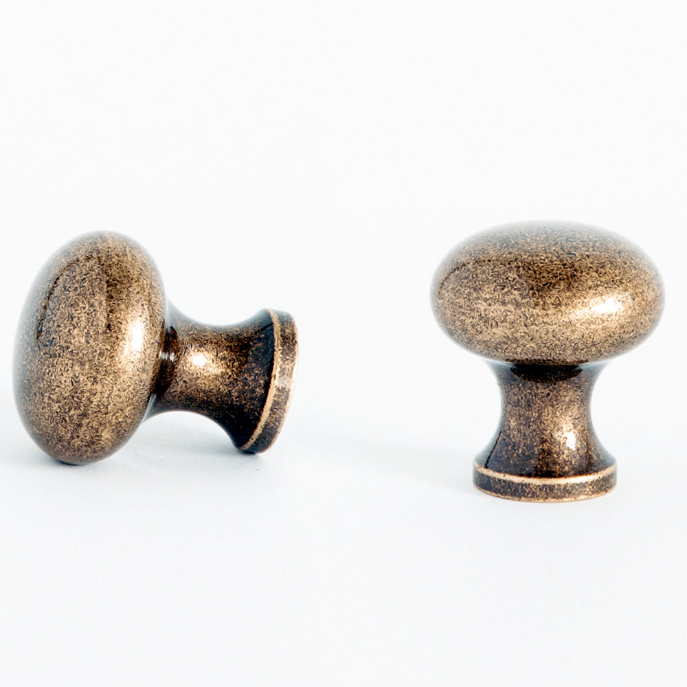 Plain Button Cabinet Knob Antique Brass