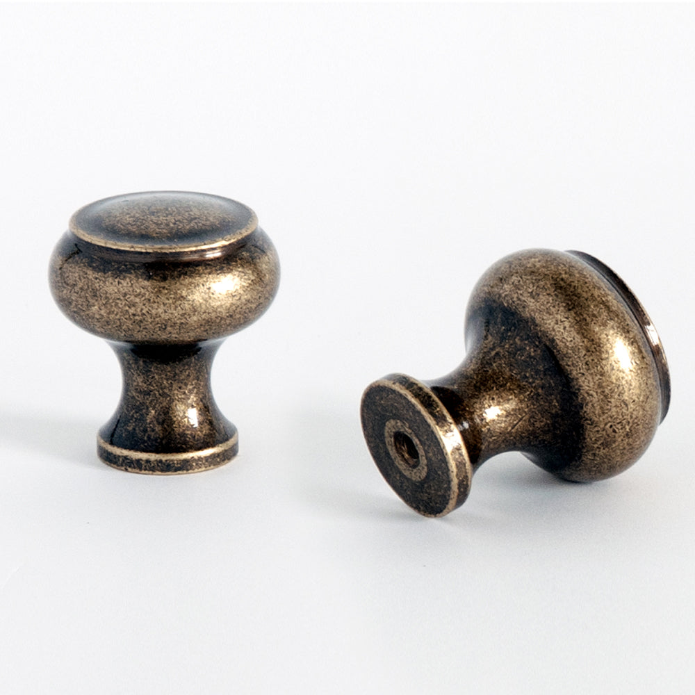 Decorative Button Cabinet Knob Antique Brass