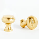 Decorative Button Cabinet Knob Polished Brass